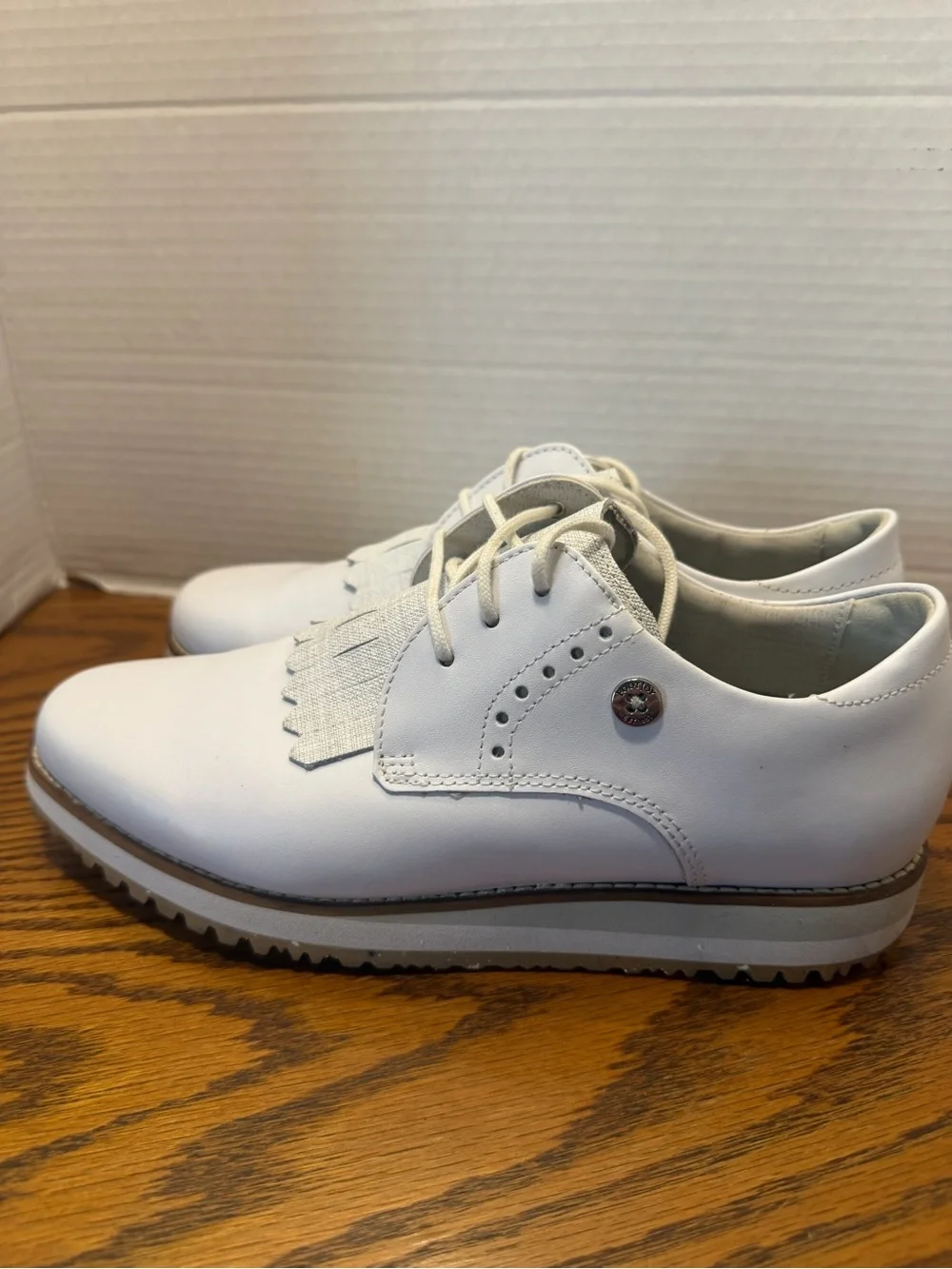 Footjoy golf shoes woman’s classic White Lace-Up Oxford Shoe with Fringe Kiltie - Picture 1 of 13